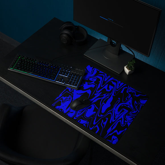 Blue and Black Abstract Melt Gaming Mouse Pad | 18