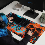 Orange and Blue Alternative Skull Graffiti Gaming Mouse Pad | 36" x 18" | PC Gaming Setup | BigTexFunkadelic
