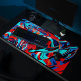 Turquoise, Red and Blue Warp Melt Gaming Mouse Pad | 36" x 18" | PC Gaming Setup | BigTexFunkadelic