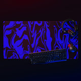 Blue and Black Abstract Melt Gaming Mouse Pad | 36" x 18" | PC Gaming Setup | BigTexFunkadelic