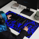 Blue and Black Abstract Melt Gaming Mouse Pad | 36" x 18" | PC Gaming Setup | BigTexFunkadelic