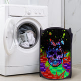 Chromatic Skull Splatter Foldable Laundry Hamper | BigTexFunkadelic