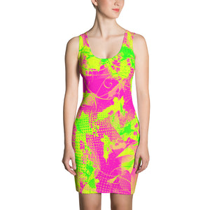 80s Summer Pop Bodycon Dress S