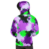 Purple and Green Paint Splatter Pullover Hoodie | BigTexFunkadelic