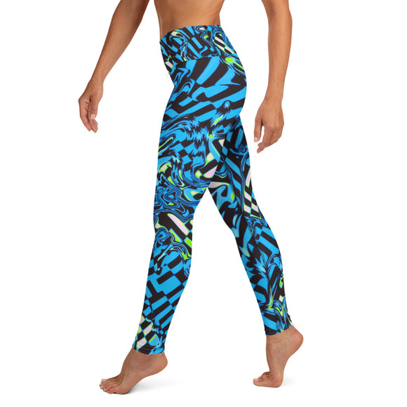 Trippy Blue Checkered High-Waisted Yoga Leggings – BigTexFunkadelic