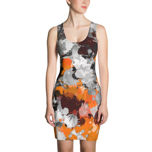 Orange and Grey Paint Splatter Bodycon Dress | BigTexFunkadelic