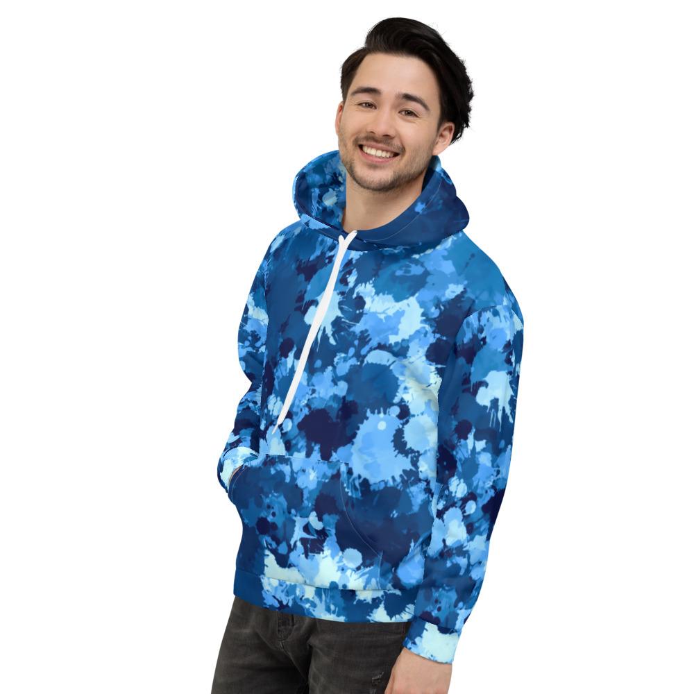 Blue Paint deals Splatter Camo Pullover Hoodie