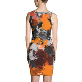 Orange and Grey Paint Splatter Bodycon Dress | BigTexFunkadelic
