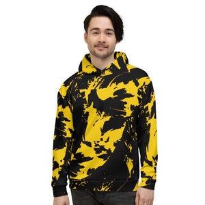 Black and Yellow Paint Splatter Pullover Hoodie | BigTexFunkadelic