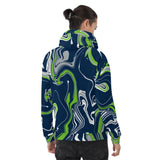 Blue Green Grey and White Oil Slick Pullover Hoodie | BigTexFunkadelic
