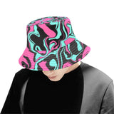 Pink Turquoise and Black Oil Spill Bucket Hat | BigTexFunkadelic