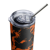 Black and Orange Spooky Paint Splatter Graffiti Stainless Steel Tumbler | HALLOWEEN | BigTexFunkadelic