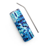 Blue Acid Wash Alien Tie-Dye Stainless Steel Tumbler | Gift Ideas | BigTexFunkadelic