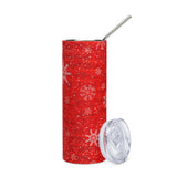 Red Holiday Snowflake 20 oz Stainless Steel Tumbler | Christmas Season | BigTexFunkadelic