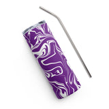 Purple and White Oil Spill 20 oz Stainless Steel Tumbler | BigTexFunkadelic