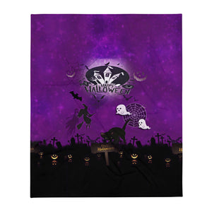 SEASONAL Purple and Black Halloween Scene Throw Blanket | Size 50" x 60" | Home Goods | BigTexFunkadelic