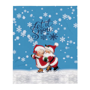 XMAS SEASONAL Let it Snow Mr. & Mrs. Claus Christmas Throw Blanket | Size 50" x 60" | Home Goods | BigTexFunkadelic