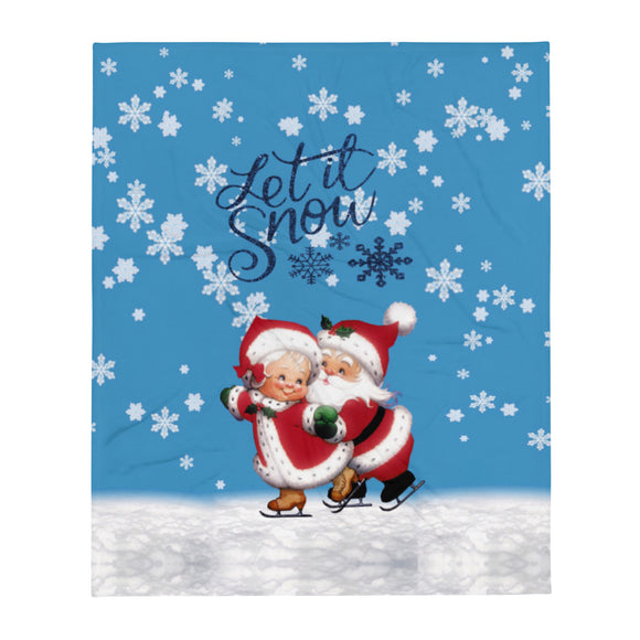 XMAS SEASONAL Let it Snow Mr. & Mrs. Claus Christmas Throw Blanket | Size 50