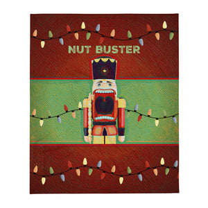 SEASONAL "NUT BUSTER" Funny Nutcracker Novelty Christmas Throw Blanket | BigTexFunkadelic