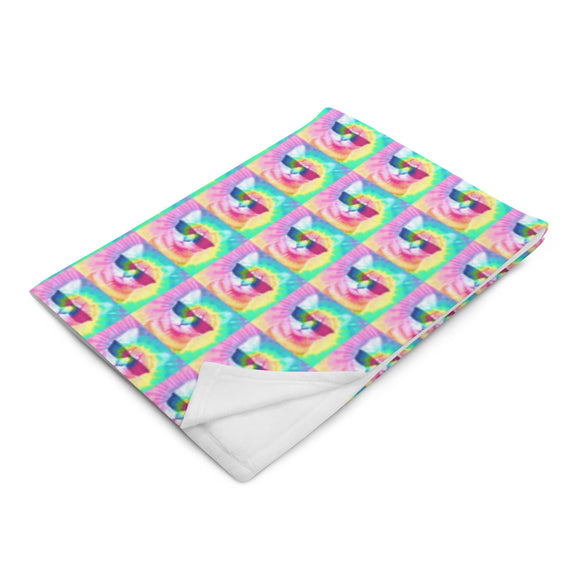 Pastel Tie-Dye Cat Throw Blanket | Size 50