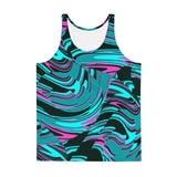 Teal and Black Unisex Abstract Rave Tank Top | BigTexFunkadelic