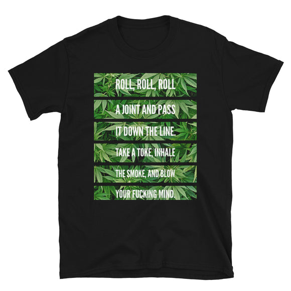 Roll A Joint Funny Weed Short-Sleeve Unisex T-Shirt | Black | BigTexFunkadelic