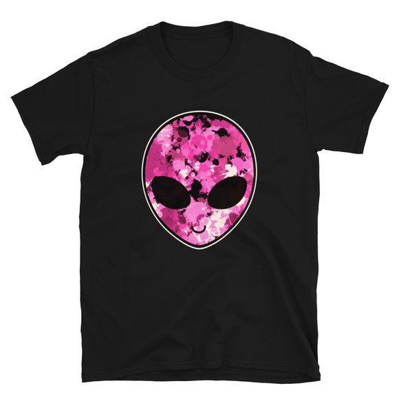 Pink Alien Head Short-Sleeve Unisex T-Shirt | Black | BigTexFunkadelic