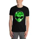 Green Alien Head Short-Sleeve Unisex T-Shirt | Black | BigTexFunkadelic