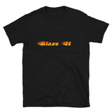 Blaze It 420 Flames Short-Sleeve Unisex T-Shirt | Black | BigTexFunkadelic