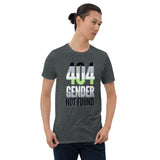 404 Gender Not Found Agender Pride Short-Sleeve Unisex T-Shirt | Dark Heather | LGBTQ+ Pride | BigTexFunkadelic