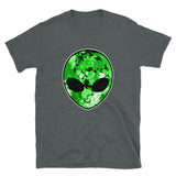 Green Alien Head Short-Sleeve Unisex T-Shirt | Dark Heather | BigTexFunkadelic