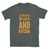 Fueled By Coffee and Bitcoin Short-Sleeve Unisex T-Shirt | Dark Heather | BigTexFunkadelic