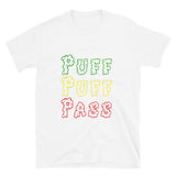 Puff Puff Pass Rasta Smoke Short-Sleeve Unisex T-Shirt | White | BigTexFunkadelic 
