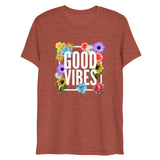 Good Vibes Floral Tri-Blend Short Sleeve T-Shirt | Clay | BigTexFunkadelic