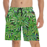 Psychedelic Green Weed Leaf Swim Shorts | BigTexFunkadelic